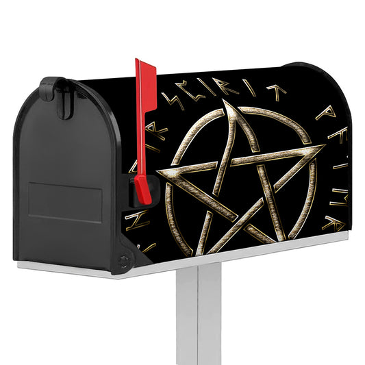Viking Nordic Runes Pentagram Print Mailbox Cover