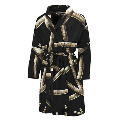 Viking Nordic Runes Pentagram Print Men's Bathrobe