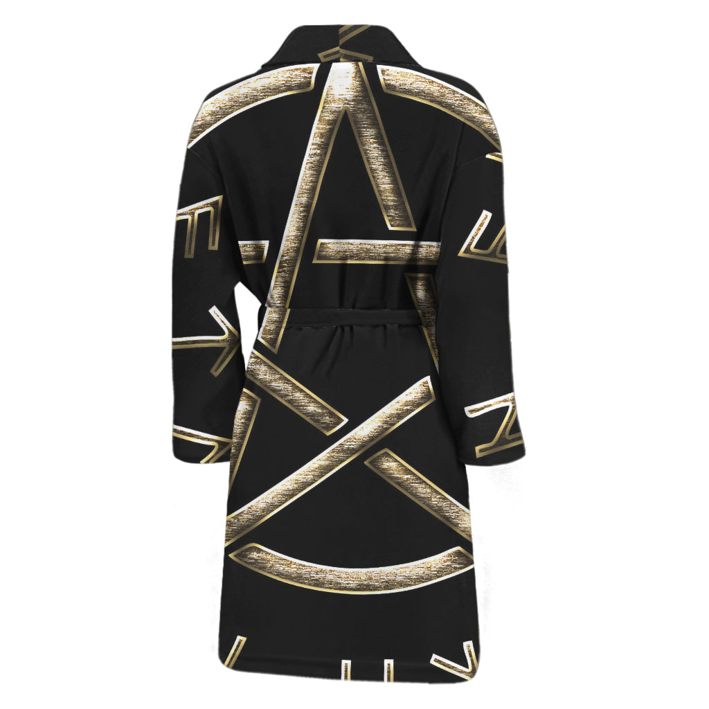 Viking Nordic Runes Pentagram Print Men's Bathrobe
