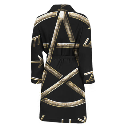Viking Nordic Runes Pentagram Print Men's Bathrobe