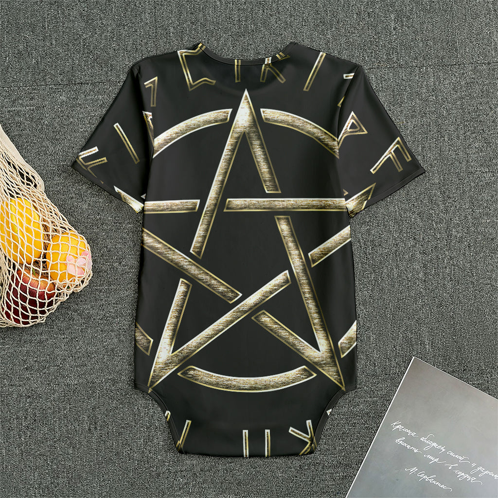 Viking Nordic Runes Pentagram Print Men's Bodysuit