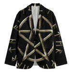 Viking Nordic Runes Pentagram Print Men's Cotton Blazer
