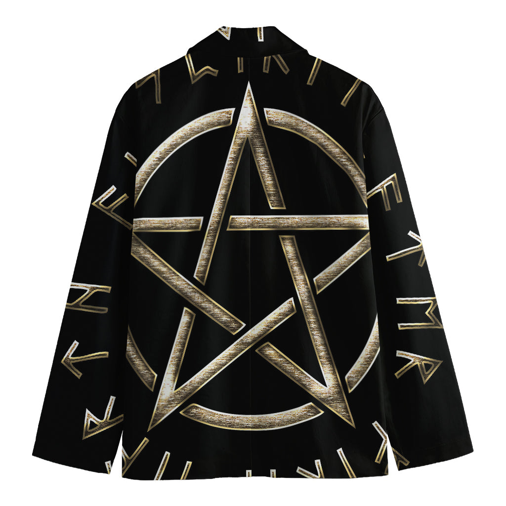 Viking Nordic Runes Pentagram Print Men's Cotton Blazer