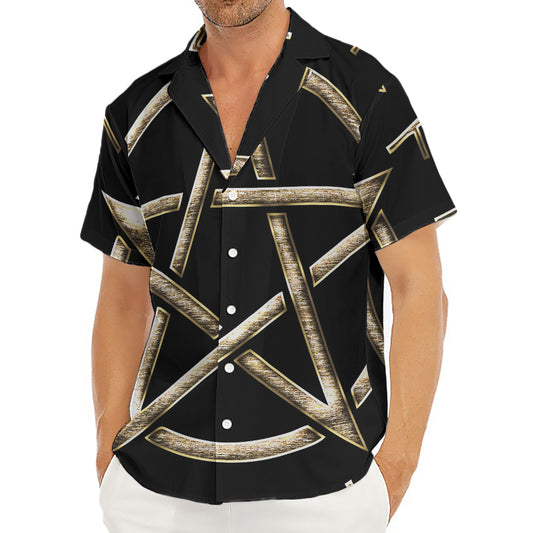 Viking Nordic Runes Pentagram Print Men's Deep V-Neck Shirt