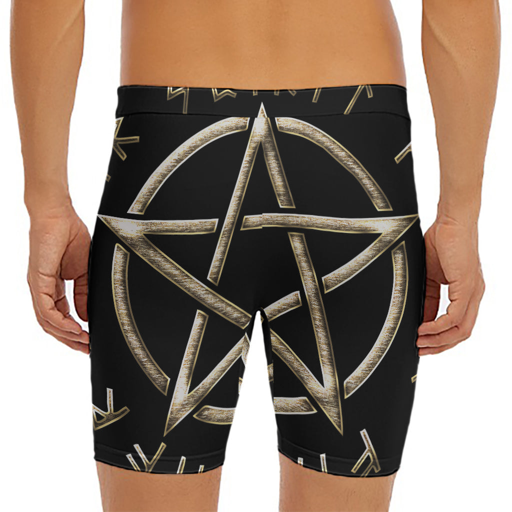 Viking Nordic Runes Pentagram Print Men's Long Boxer Briefs