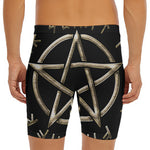 Viking Nordic Runes Pentagram Print Men's Long Boxer Briefs