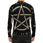 Viking Nordic Runes Pentagram Print Men's Long Sleeve Rash Guard