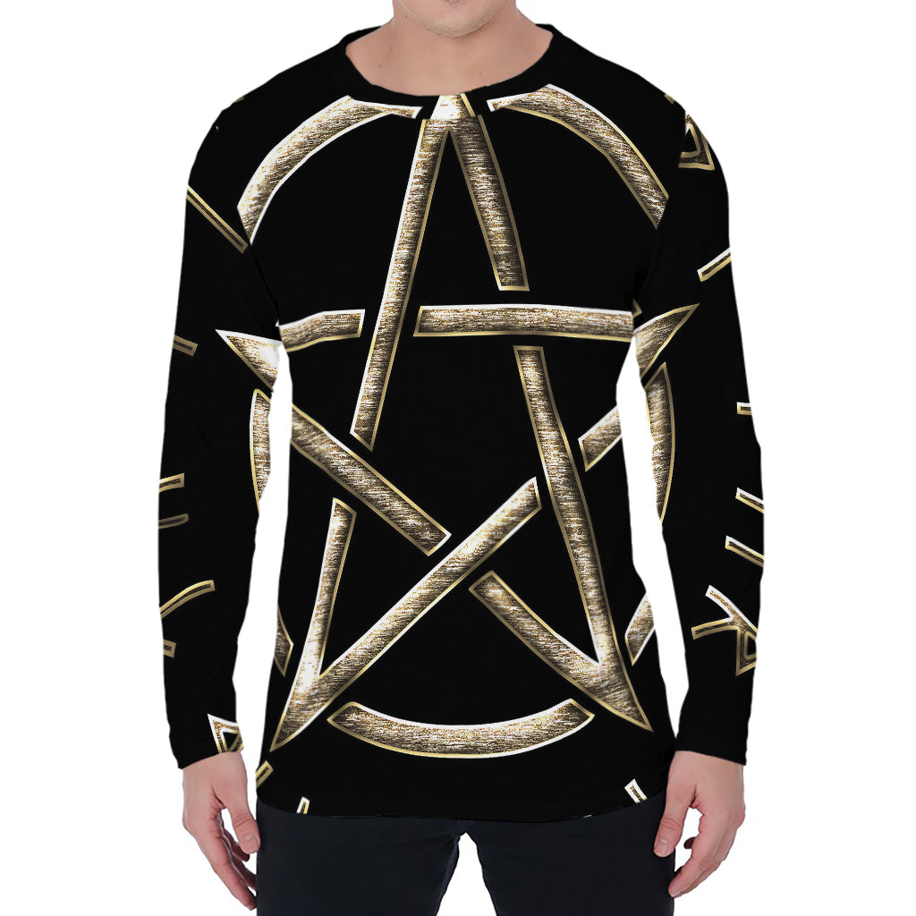 Viking Nordic Runes Pentagram Print Men's Long Sleeve T-Shirt