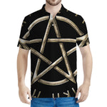 Viking Nordic Runes Pentagram Print Men's Polo Shirt