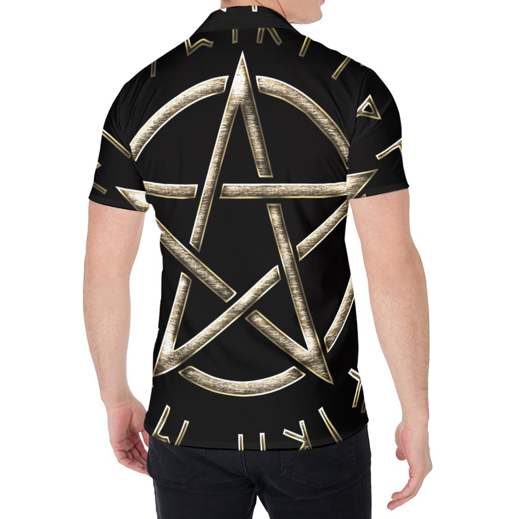 Viking Nordic Runes Pentagram Print Men's Shirt
