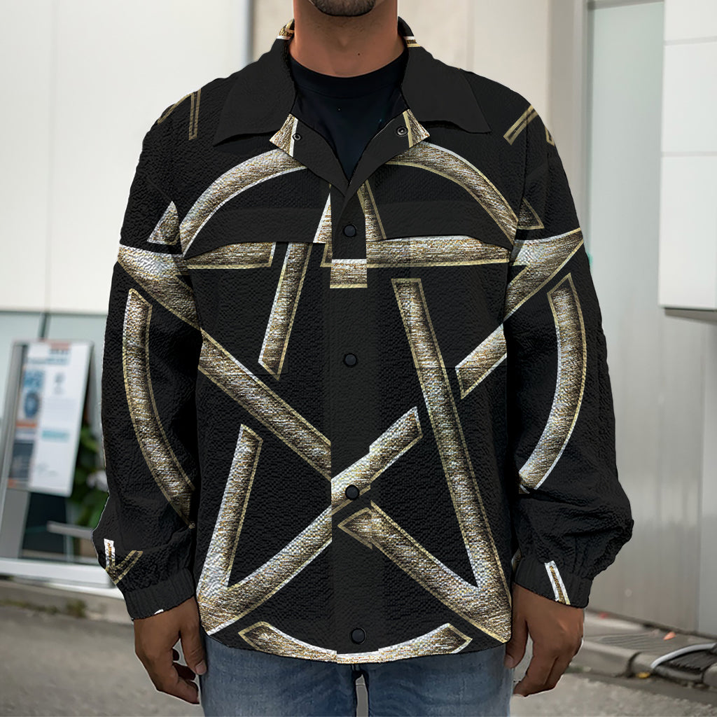 Viking Nordic Runes Pentagram Print Men's Shirt Jacket