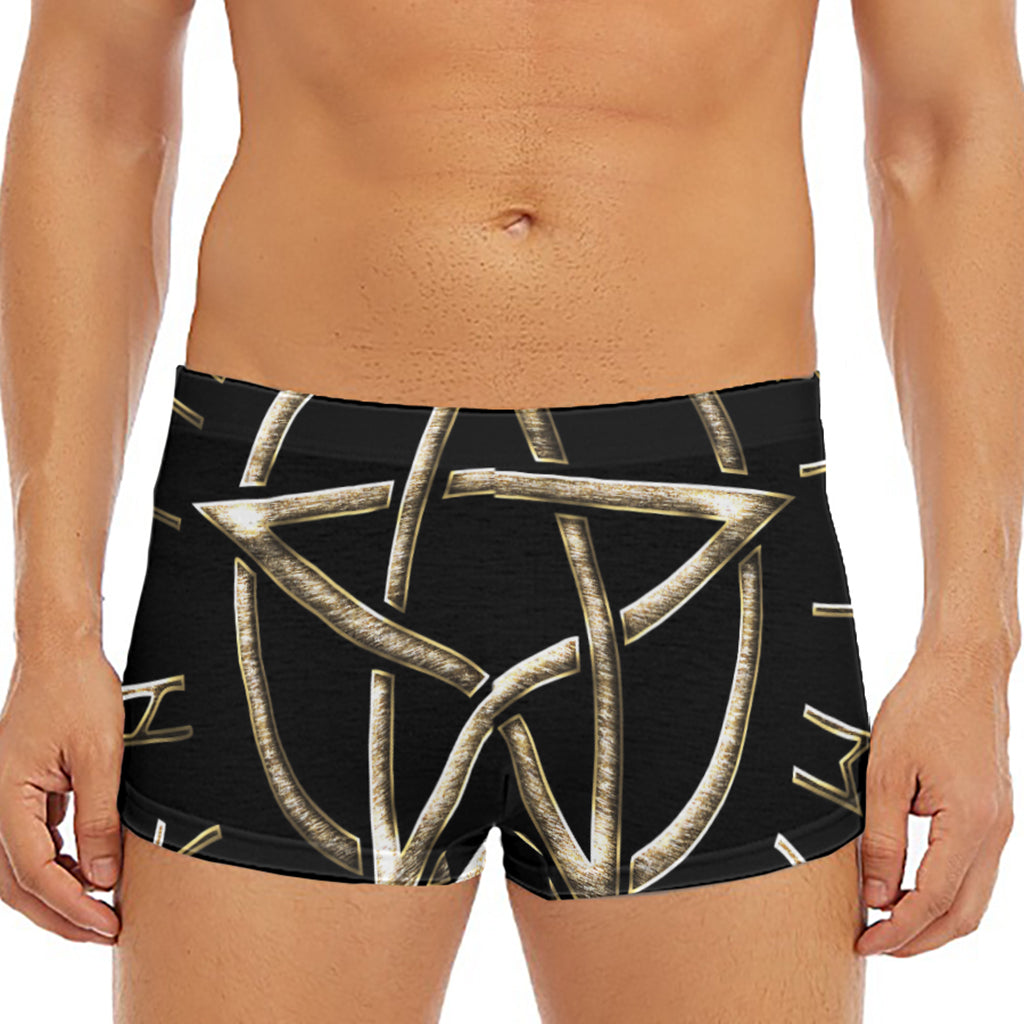 Viking Nordic Runes Pentagram Print Men's Short Boxer Briefs