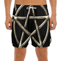 Viking Nordic Runes Pentagram Print Men's Split Running Shorts