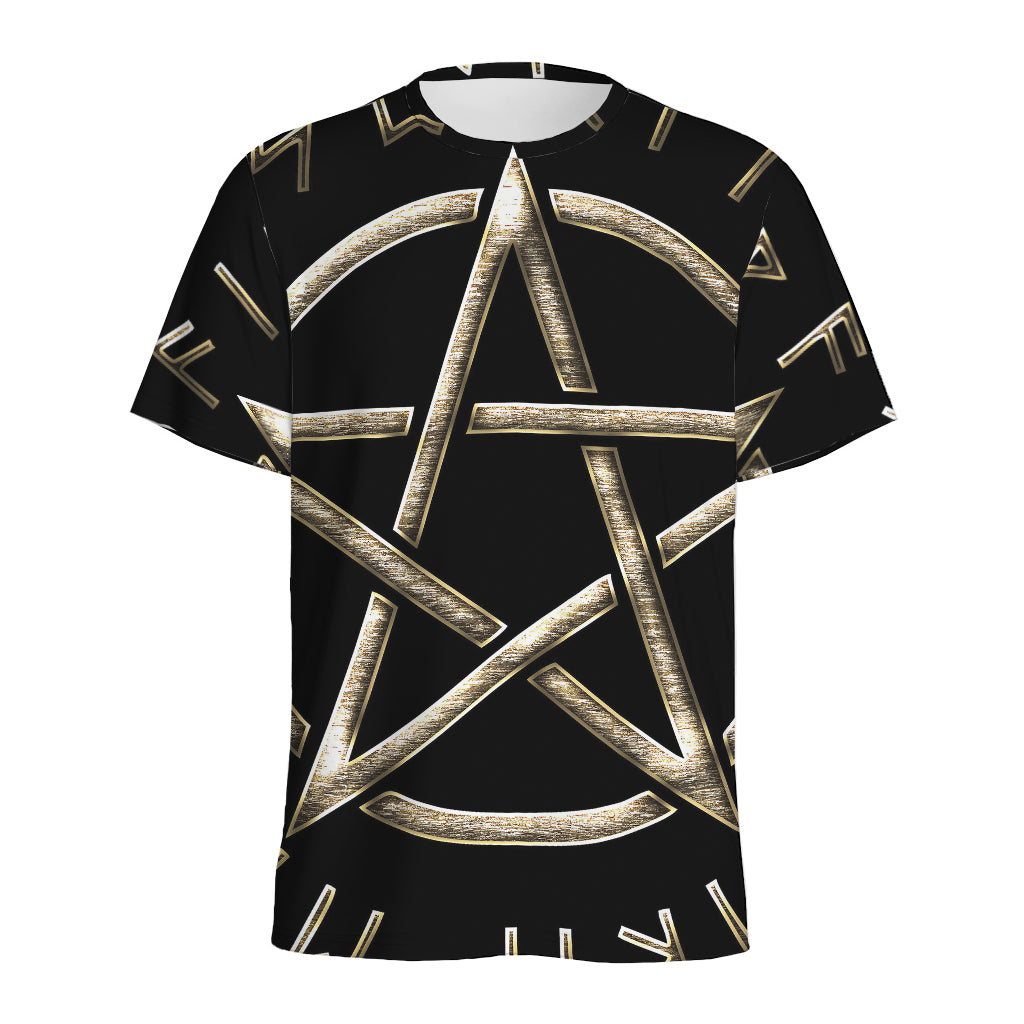Viking Nordic Runes Pentagram Print Men's Sports T-Shirt
