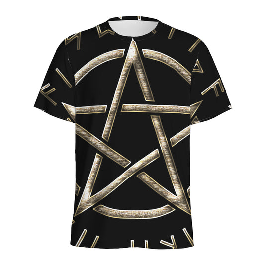 Viking Nordic Runes Pentagram Print Men's Sports T-Shirt