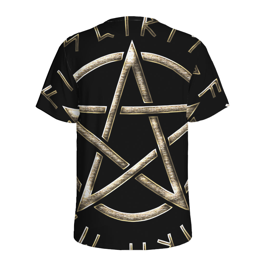 Viking Nordic Runes Pentagram Print Men's Sports T-Shirt