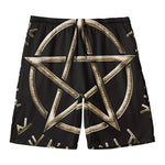 Viking Nordic Runes Pentagram Print Men's Swim Trunks