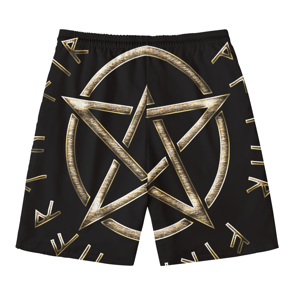 Viking Nordic Runes Pentagram Print Men's Swim Trunks