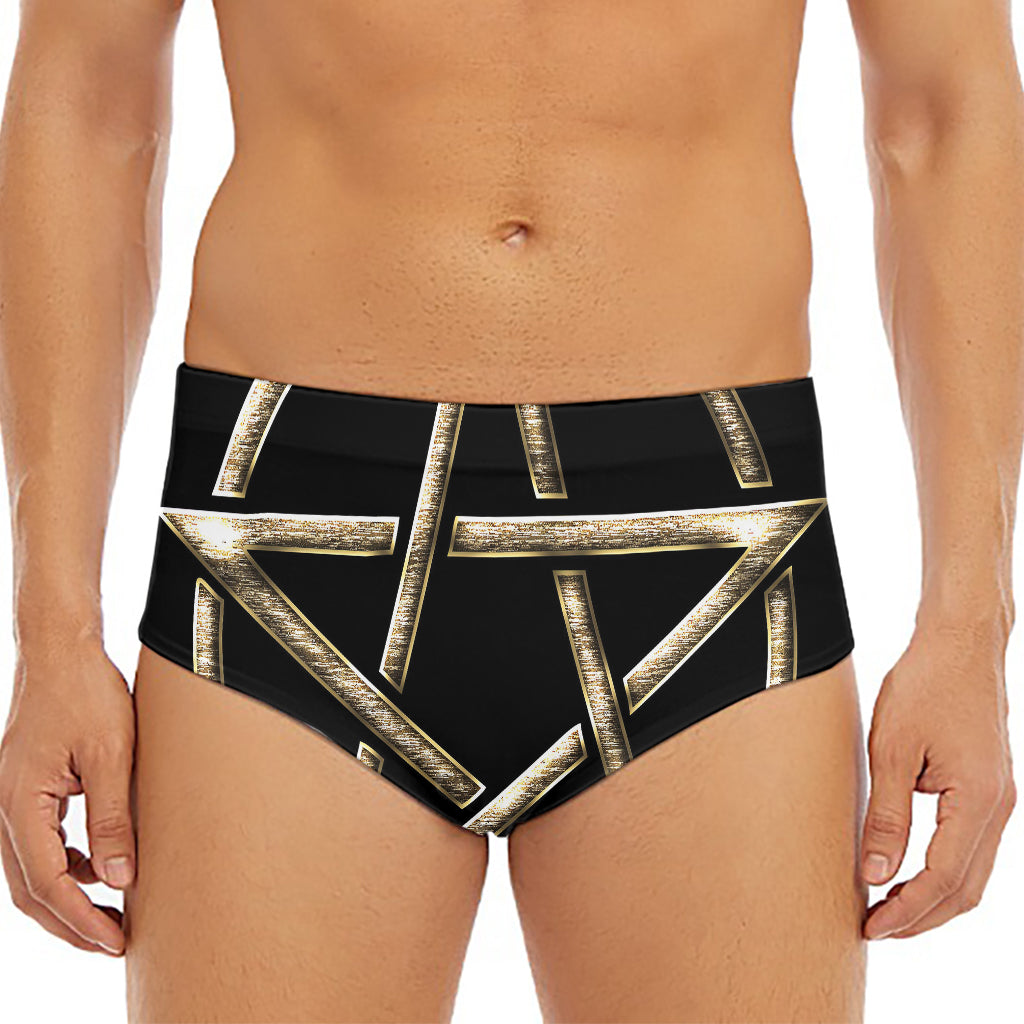 Viking Nordic Runes Pentagram Print Men's Triangle Swim Briefs