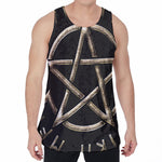 Viking Nordic Runes Pentagram Print Men's Velvet Tank Top