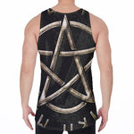 Viking Nordic Runes Pentagram Print Men's Velvet Tank Top