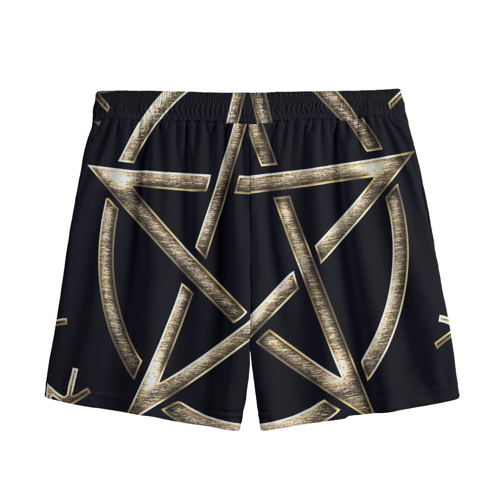 Viking Nordic Runes Pentagram Print Mesh Shorts