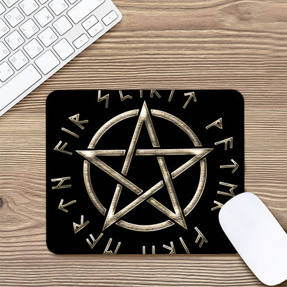 Viking Nordic Runes Pentagram Print Mouse Pad