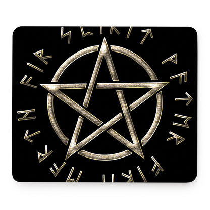 Viking Nordic Runes Pentagram Print Mouse Pad