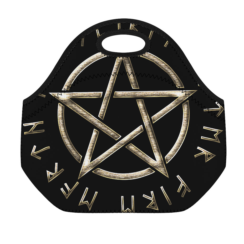 Viking Nordic Runes Pentagram Print Neoprene Lunch Bag