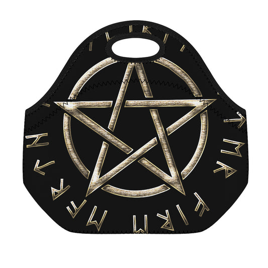 Viking Nordic Runes Pentagram Print Neoprene Lunch Bag