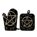 Viking Nordic Runes Pentagram Print Oven Mitt And Pot Holder Set