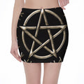 Viking Nordic Runes Pentagram Print Pencil Mini Skirt