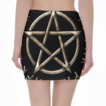Viking Nordic Runes Pentagram Print Pencil Mini Skirt