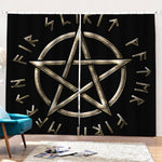 Viking Nordic Runes Pentagram Print Pencil Pleat Curtains