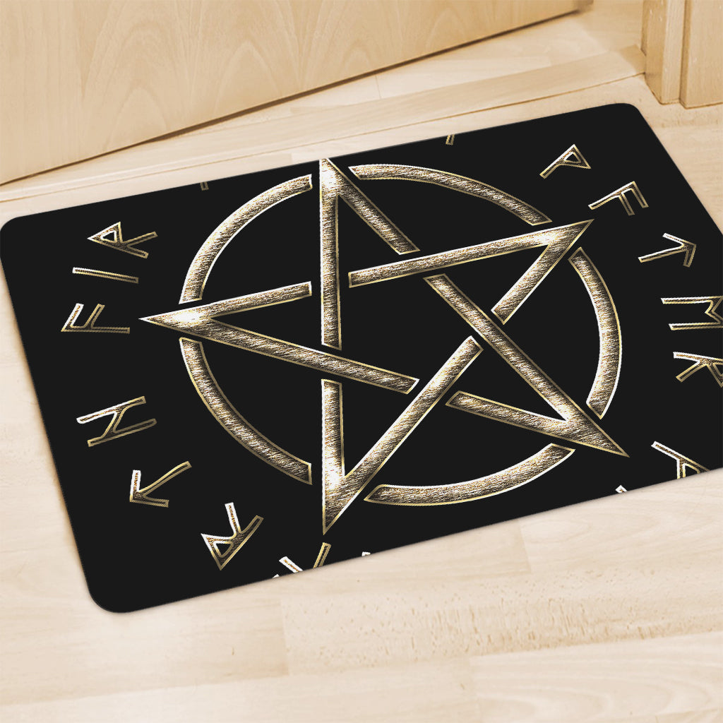Viking Nordic Runes Pentagram Print Polyester Doormat