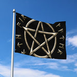 Viking Nordic Runes Pentagram Print Polyester Flag