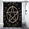 Viking Nordic Runes Pentagram Print Premium Shower Curtain