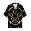 Viking Nordic Runes Pentagram Print Rayon Hawaiian Shirt