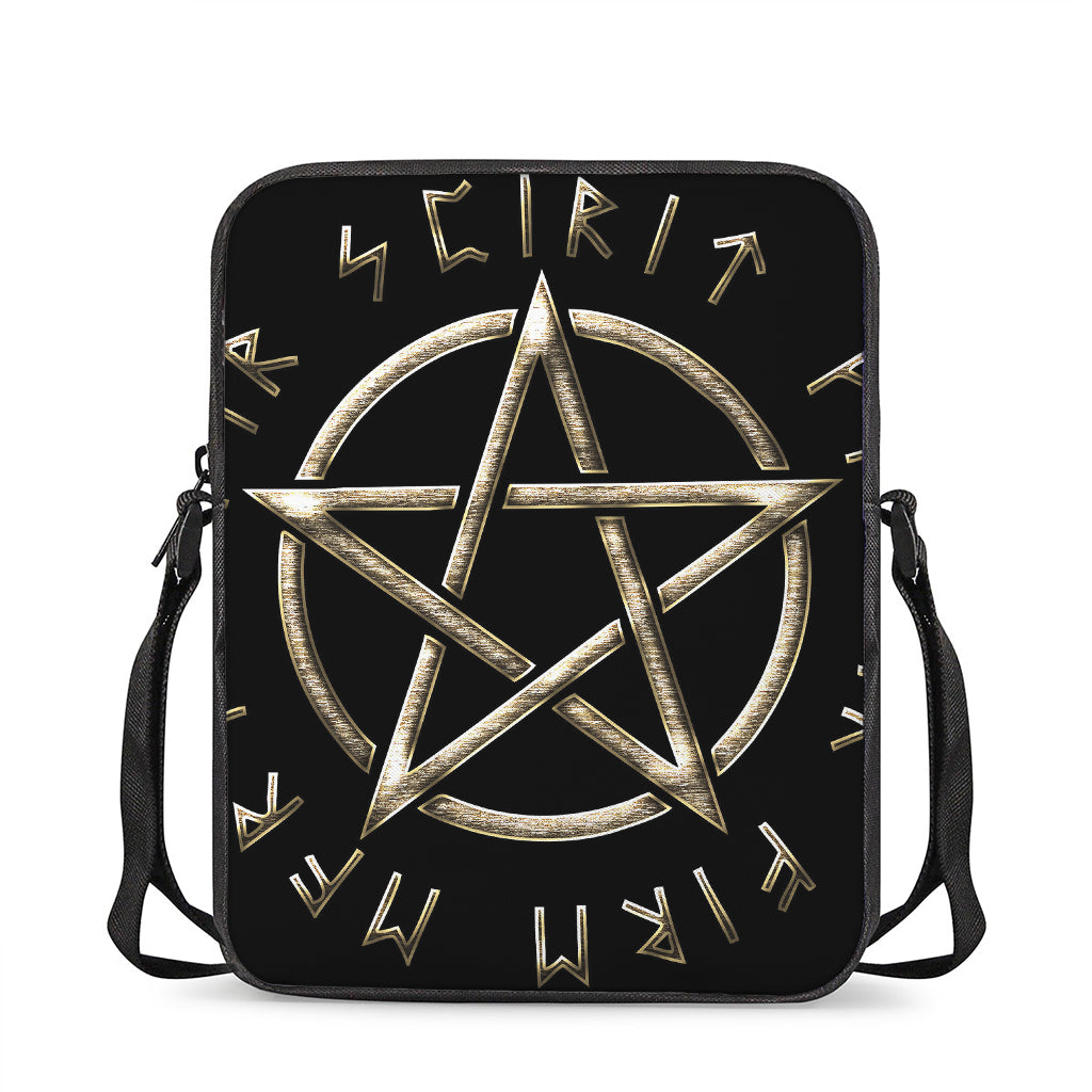Viking Nordic Runes Pentagram Print Rectangular Crossbody Bag