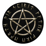 Viking Nordic Runes Pentagram Print Round Blanket