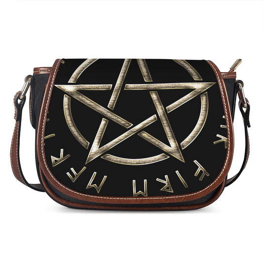Viking Nordic Runes Pentagram Print Saddle Bag