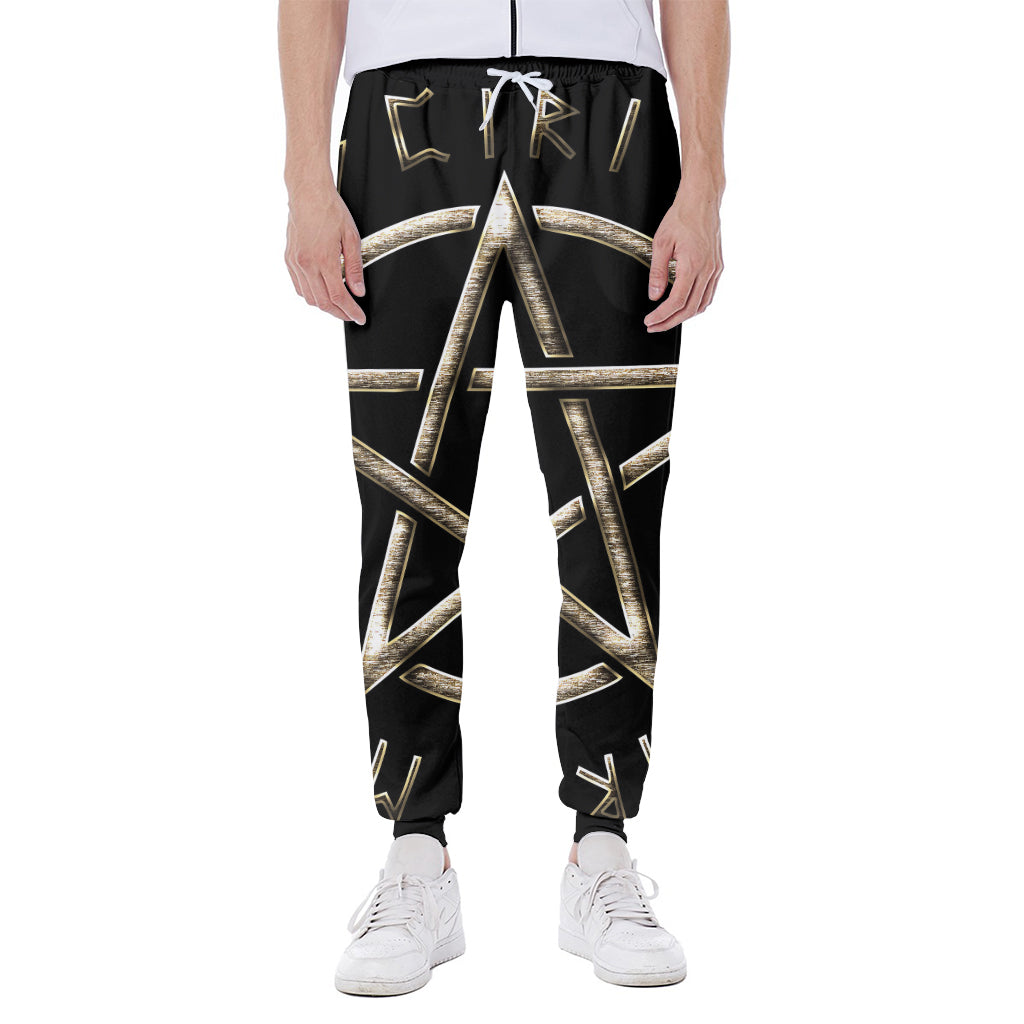 Viking Nordic Runes Pentagram Print Scuba Joggers