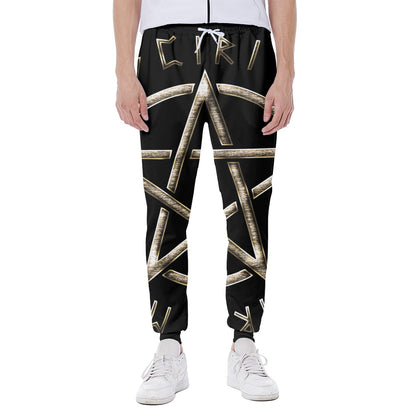 Viking Nordic Runes Pentagram Print Scuba Joggers