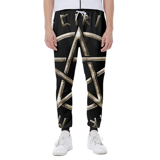 Viking Nordic Runes Pentagram Print Scuba Joggers