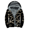 Viking Nordic Runes Pentagram Print Sherpa Lined Zip Up Hoodie