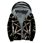 Viking Nordic Runes Pentagram Print Sherpa Lined Zip Up Hoodie