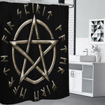 Viking Nordic Runes Pentagram Print Shower Curtain