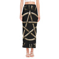 Viking Nordic Runes Pentagram Print Side Slit Maxi Skirt