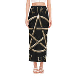 Viking Nordic Runes Pentagram Print Side Slit Maxi Skirt