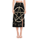 Viking Nordic Runes Pentagram Print Side Slit Midi Skirt